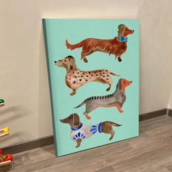 dog portrait canvas, dachshunds, canvas print, dog wall art canvas, dog poster printing
