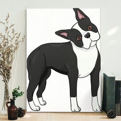 dog portrait canvas, dapper boston terrier, dog painting posters, canvas print, dog wall art canvas