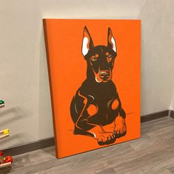 dog portrait canvas, doberman pinscher, canvas print, dog painting posters, dog wall art canvas