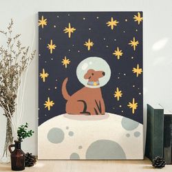 dog portrait canvas, dog on the moon, dog canvas print, canvas with dogs on it, dog wall art canvas