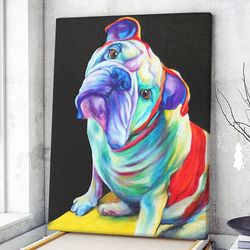 dog portrait canvas, english bulldog canvas print, dog canvas print, dog wall art canvas, dog poster printing