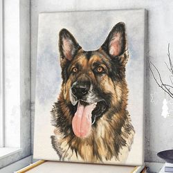 dog portrait canvas, german shepherd canvas print, dog wall art canvas, dog poster printing