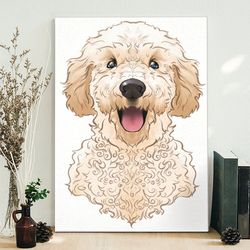 dog portrait canvas, golden doodle stylized print, canvas print, dog painting posters