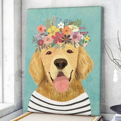 dog portrait canvas, golden retriever, poster canvas print, dog wall art canvas, dog poster printing
