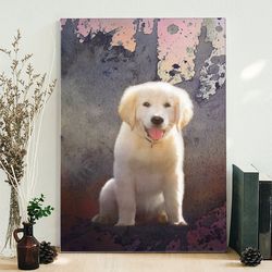 dog portrait canvas, golden retriever puppy, canvas print, canvas with dogs on it
