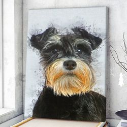 dog portrait canvas, miniature schnauzer canvas print, dog canvas print, dog wall art canvas, dog poster printing