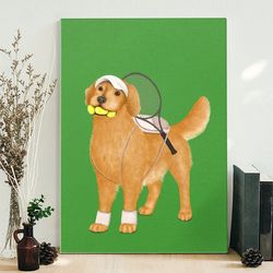dog portrait canvas, ready for tennis practice, canvas print, dog canvas print, dog wall art canvas