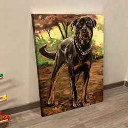 dog portrait canvas, rottweiler, canvas print, dog wall art canvas, dog poster printing, dog canvas print