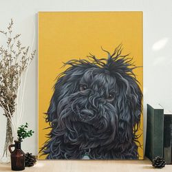 dog portrait canvas, sweet puli puppy painting, dog art canvas, dog portrait canvas print