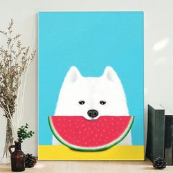 dog portrait canvas, sweet samoyed, dog canvas print, canvas with dogs on it, dog painting posters