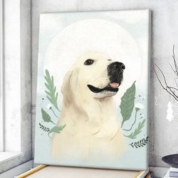 dog portrait canvas, the golden retriever canvas print, dog wall art canvas, dog poster printing