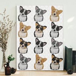 dog portrait canvas, welsh corgi pattern, canvas print, dog poster printing, canvas with dogs on it