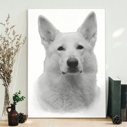 dog portrait canvas, white german shepherd, dog painting posters, canvas print, canvas with dogs on it