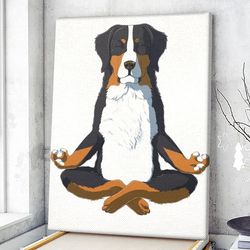 dog portrait canvas, yoga bernese mountain, dog canvas print, dog wall art canvas, dog poster printing