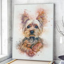 dog portrait canvas, yorkshire terrier canvas print, dog canvas print, dog wall art canvas, dog poster printing