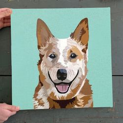 dog square canvas, australian cattle dog, canvas print, dog wall art canvas