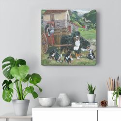 dog square canvas, bernese mountain, dog canvas print, dog wall art canvas, dog poster printing