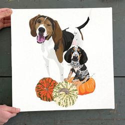 dog square canvas, coonhound fall, canvas print, dog canvas print, dog wall art canvas