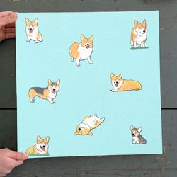 dog square canvas, corgi canvas print, dog poster printing, dog canvas print, dog wall art canvas