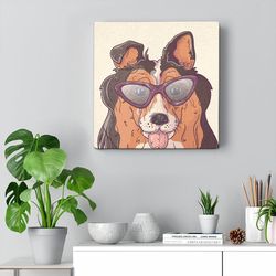 dog square canvas, dog in glasses, dog canvas pictures, dog poster printing, canvas with dogs on it