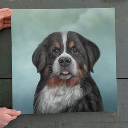 dog square canvas, dog wall art canvas, drawing bernese mountain, dog canvas print, dog poster printing
