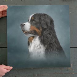 dog square canvas, dog wall art canvas, drawing bernese mountain -dog canvas print, dog poster printing