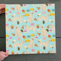 dog square canvas, golden retriever donuts, canvas print, dog canvas print, dog wall art canvas