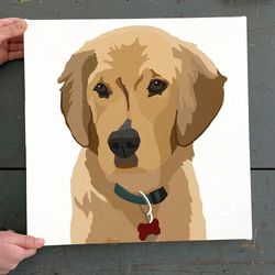 dog square canvas, golden retriever puppy, canvas print, dog canvas print