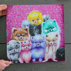 dog square canvas, pomeranian pyramid, canvas print, dog poster printing, dog canvas print