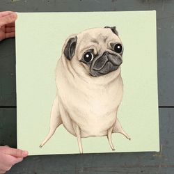 dog square canvas, sweet fawn pug, canvas print, dog canvas print, dog wall art canvas