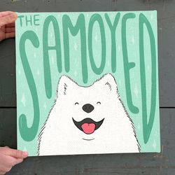 dog square canvas, the samoyed, canvas print, dog canvas print, dog poster printing -dog wall art canvas