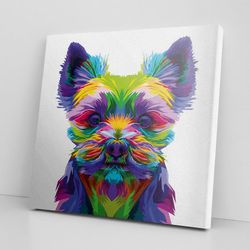 dog square canvas, yorkshire colourful pattern dog canvas pictures, dog poster printing, canvas prints