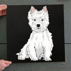 dog square canvas, white terrier, canvas print, dog wall art canvas, dog canvas print