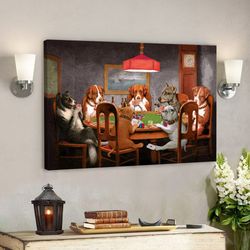 dogs playing poker, dog picture, dog canvas poster, dog wall art, gifts for dog lovers