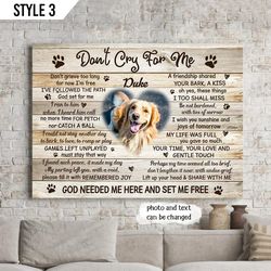 don't cry for me dog canvas poster, poster to print, dog memorial dog memorial gift