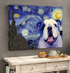 english bulldog poster & matte canvas, dog wall art prints, canvas wall art decor