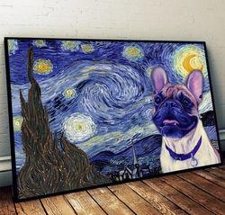 french bulldog poster & matte canvas, dog wall art prints, painting on canvas