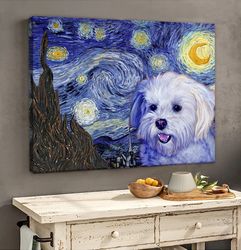 maltese poster & matte canvas, dog wall art prints, canvas wall art decor