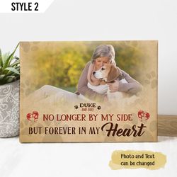 no longer by my side but forever in my heart dog personalized canvas poster, gift for dog lovers