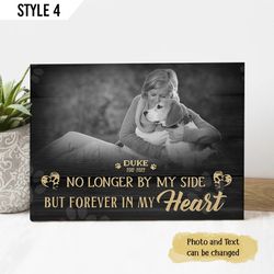 no longer by my side but forever in my heart dog matte personalized canvas poster, dog memorial gift