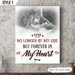 no longer by my side but forever in my heart dog personalized canvas poster