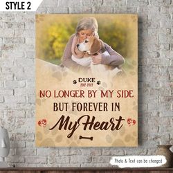 no longer by my side but forever in my heart dog personalized canvas poster, gift for dog lovers