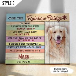 over the rainbow bridge dog personalized canvas, wall art canvas