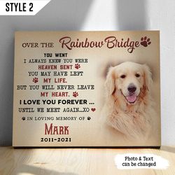 over the rainbow bridge dog personalized canvas, wall art canvas, gifts for dog mom