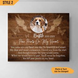 paw prints on my heart dog personalized canvas, wall art canvas