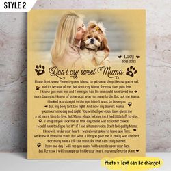 personalized poster & canvas don't cry sweet mama dog poem canvas, canvas painting, personalized gift for dog mom