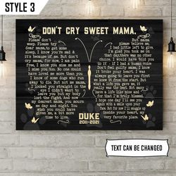 personalized poster & canvas don't cry sweet mama dog poem printable canvas poster, dog lovers gifts