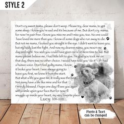 personalized poster & canvas don't cry sweet mama dog poem printable canvas, gift for dog lovers