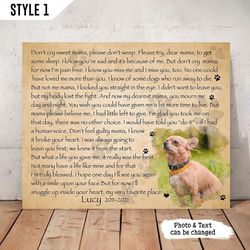 personalized poster & canvas don't cry sweet mama dog poem printable canvas, gift for dog mom