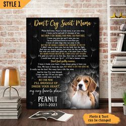 personalized poster & canvas don't cry sweet mama dog poem printable canvas, gift for dog mom